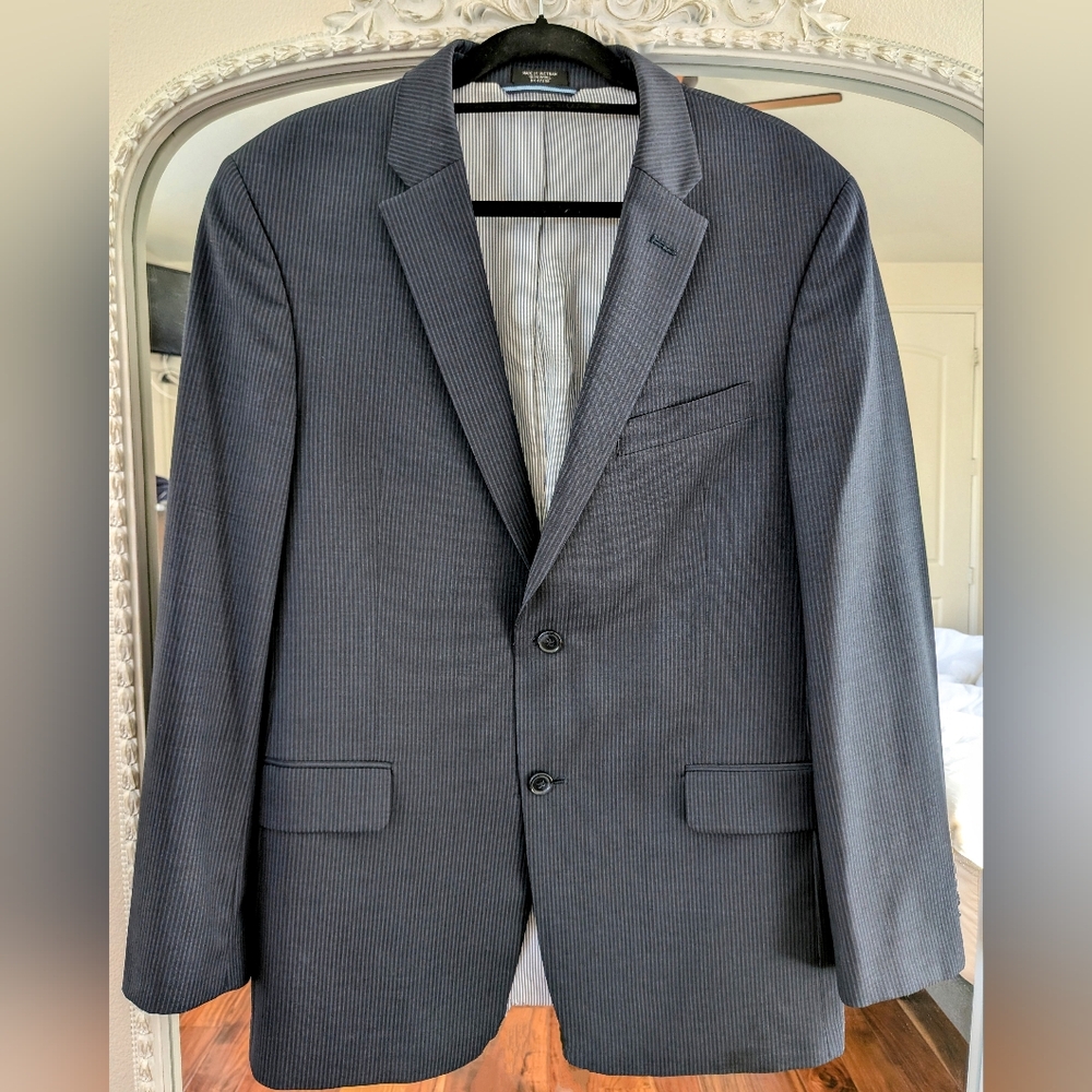 Tommy Hilfiger Men's Navy Pinstripe Wool Blazer